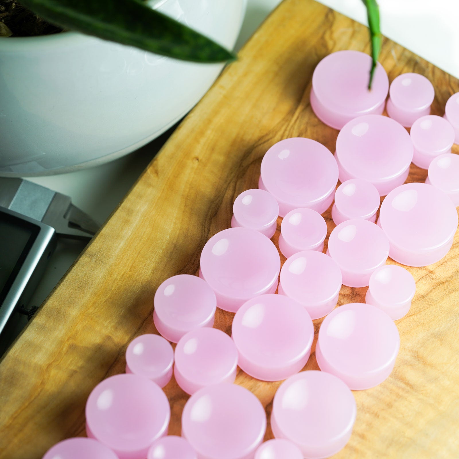 Cherry Blossom Pink Glass Double Flare Concave Plug Groupshot