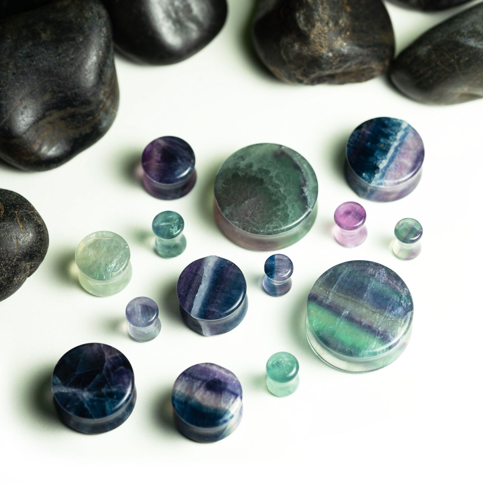 Fluorite Double Flare Stone Plug Groupshot