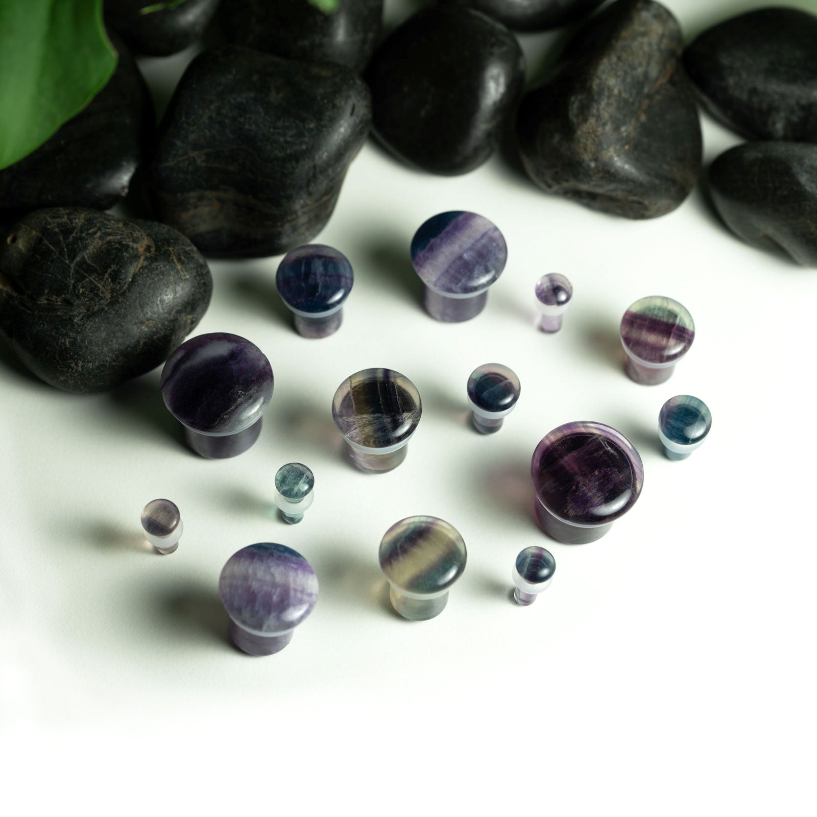 Fluorite Single Flare Stone Plugs Groupshot
