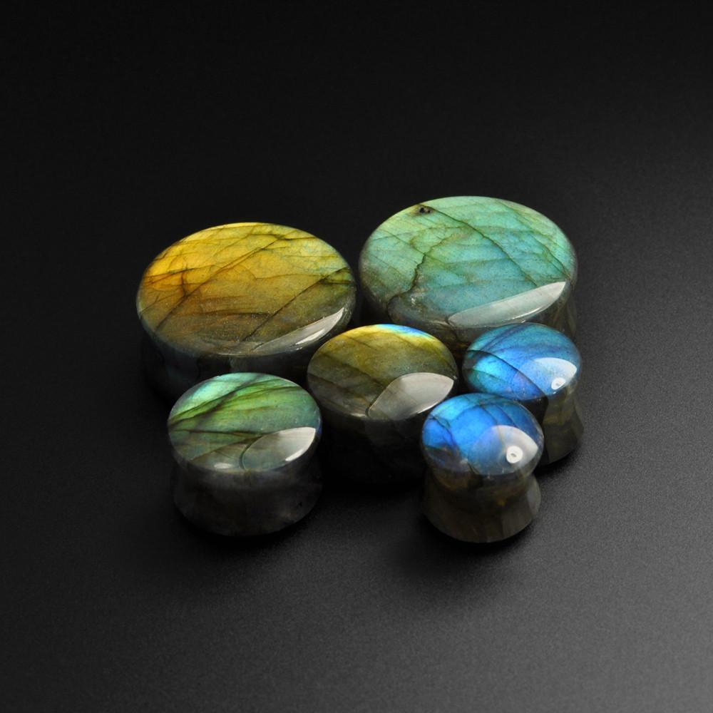 Grade A Labradorite Stone Plugs