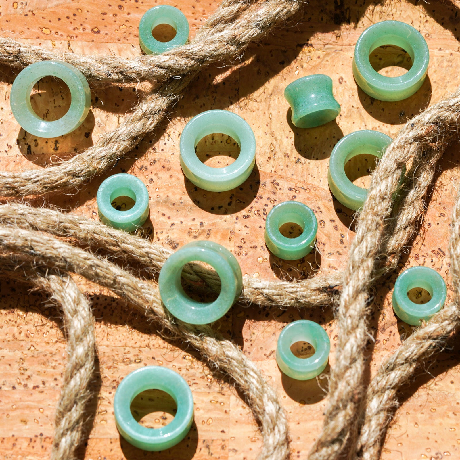 Green Aventurine Double Flare Concave Stone Tunnel Groupshot