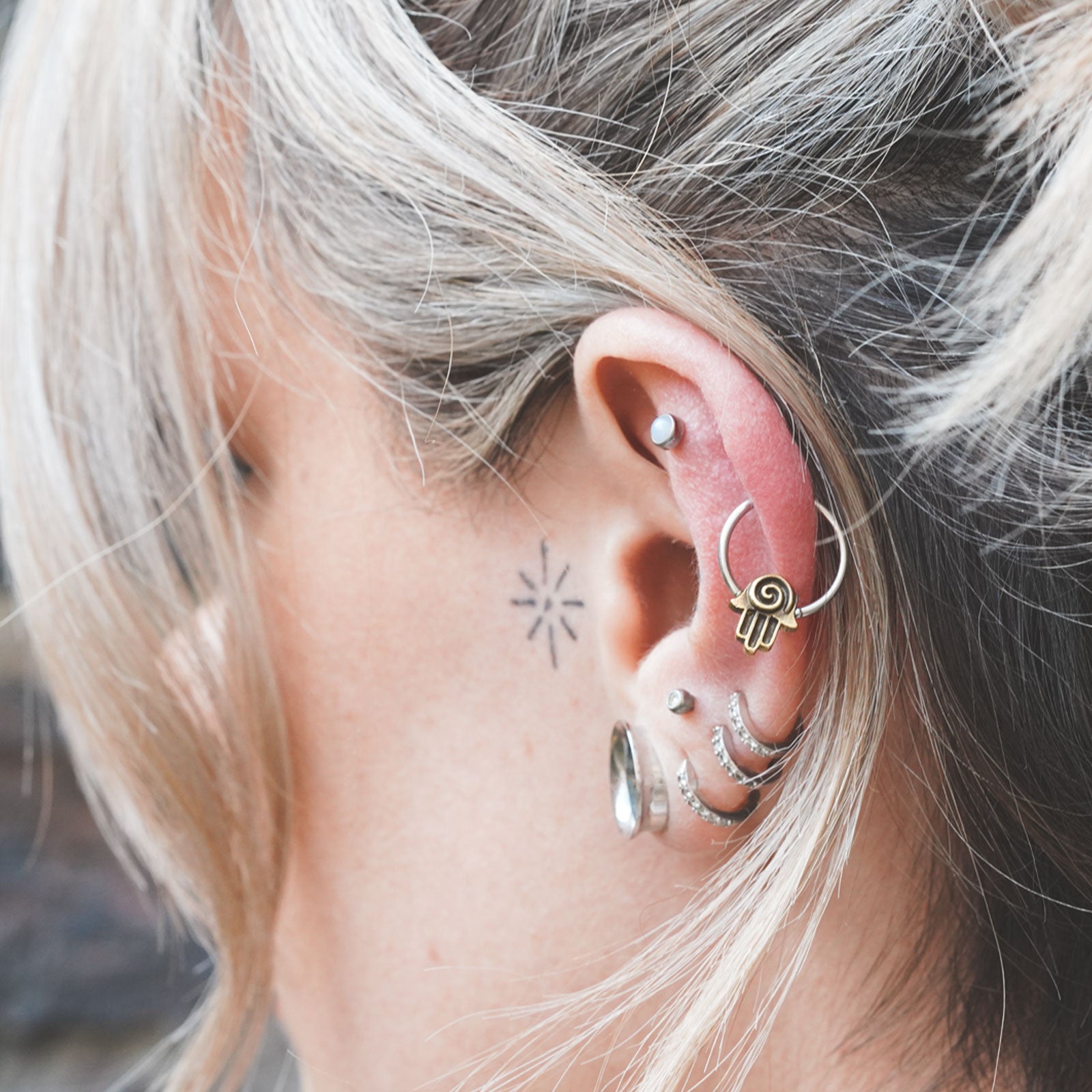 Hand of Fatima Brass & Surgical Steel BCR Ball Closure Ring Model Shot