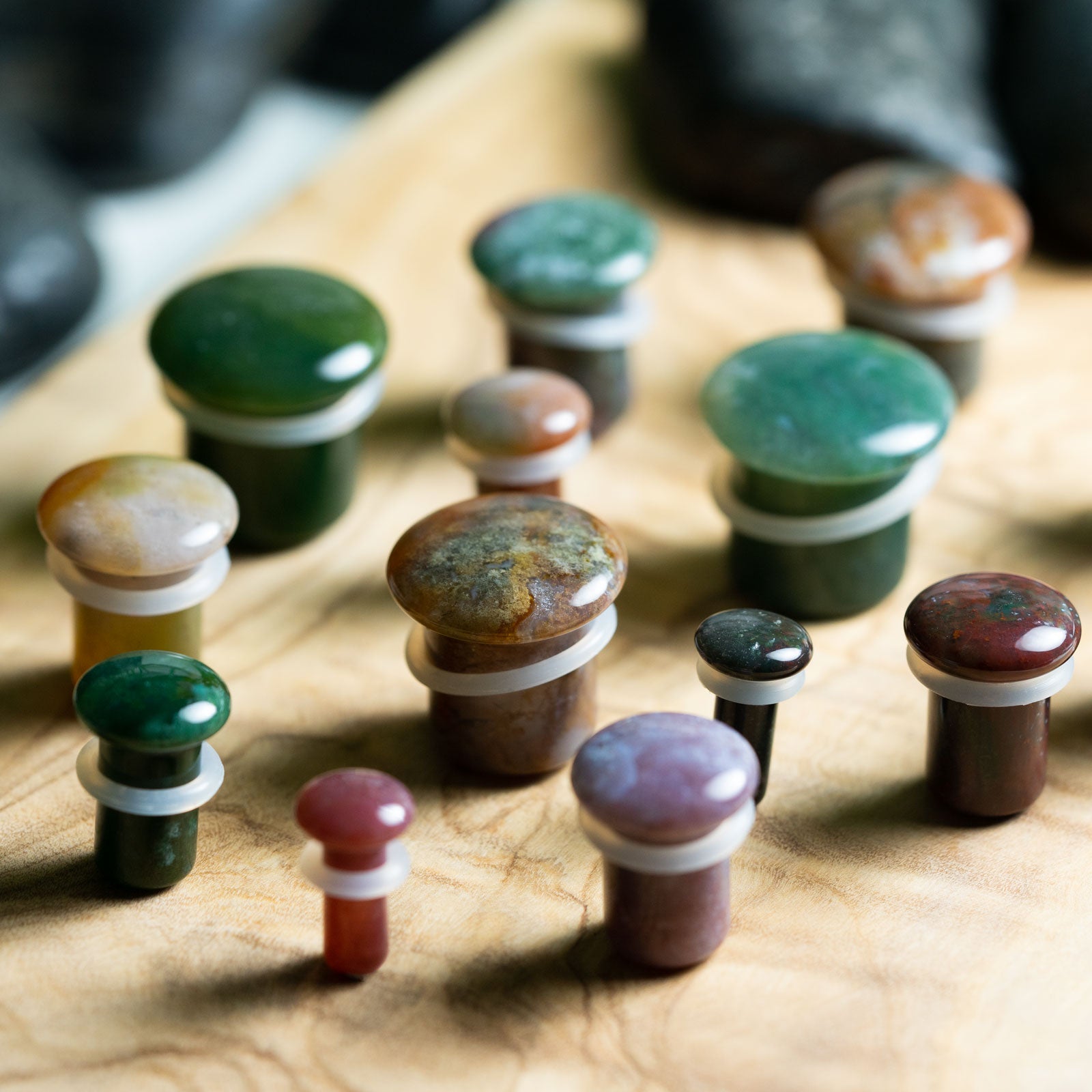 Indian Agate Single Flare Convex Stone Plug Groupshot
