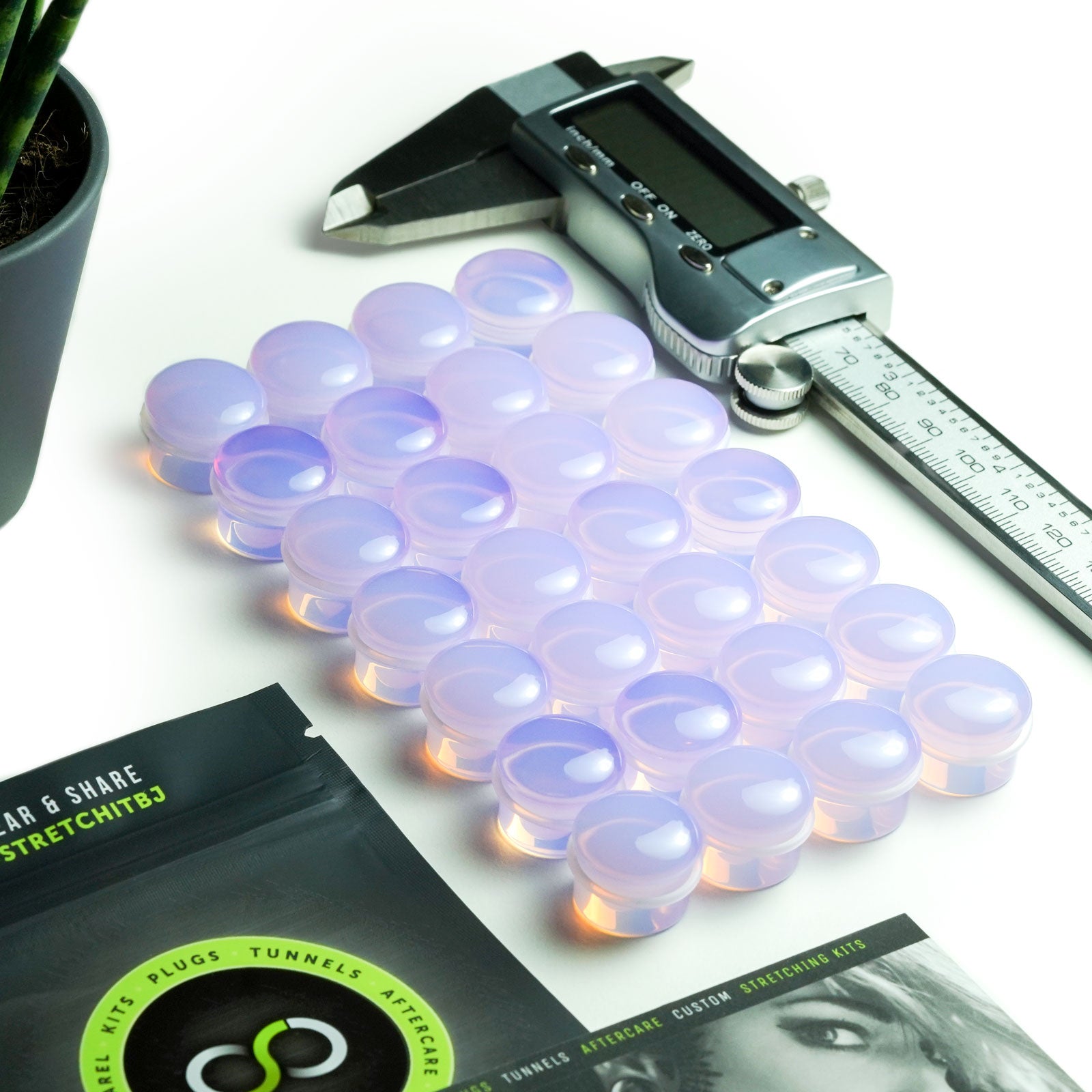 Lavender Opalite Single Flare Convex Glass Plug Group Shot