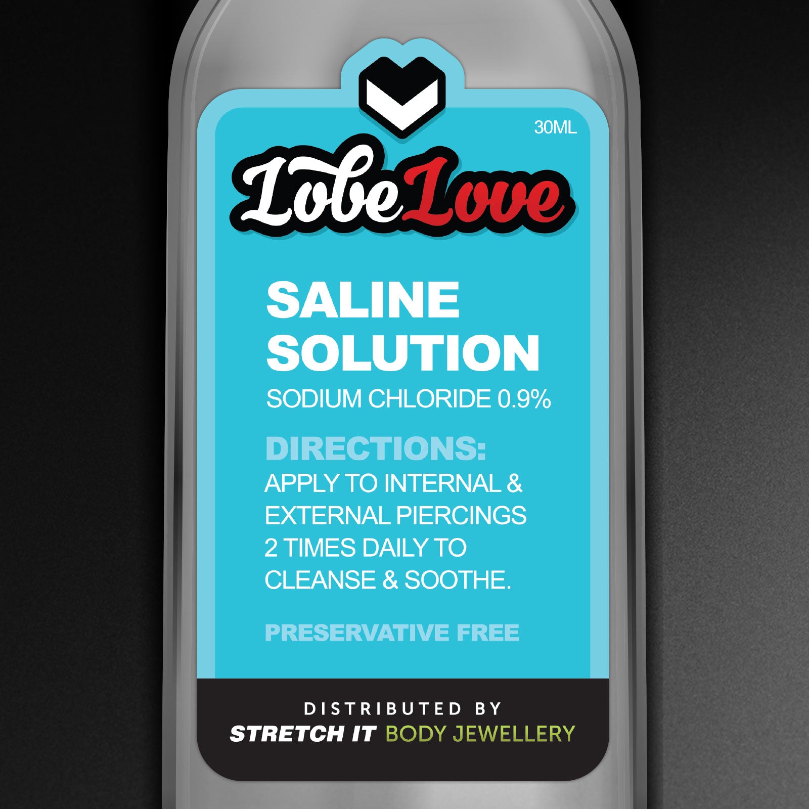 LobeLove™ Professional Saline Piercing Spray Label