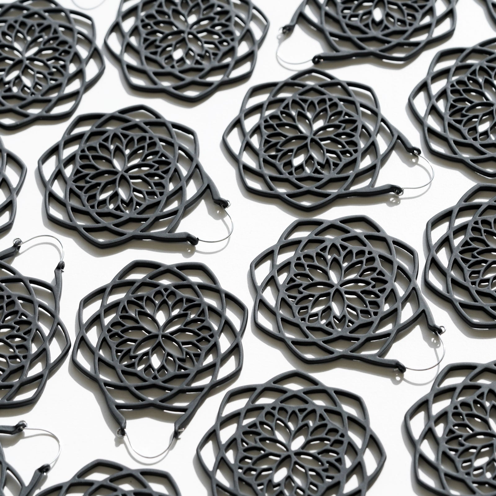 Mandala Black Soft Touch Plug Hoop Groupshot