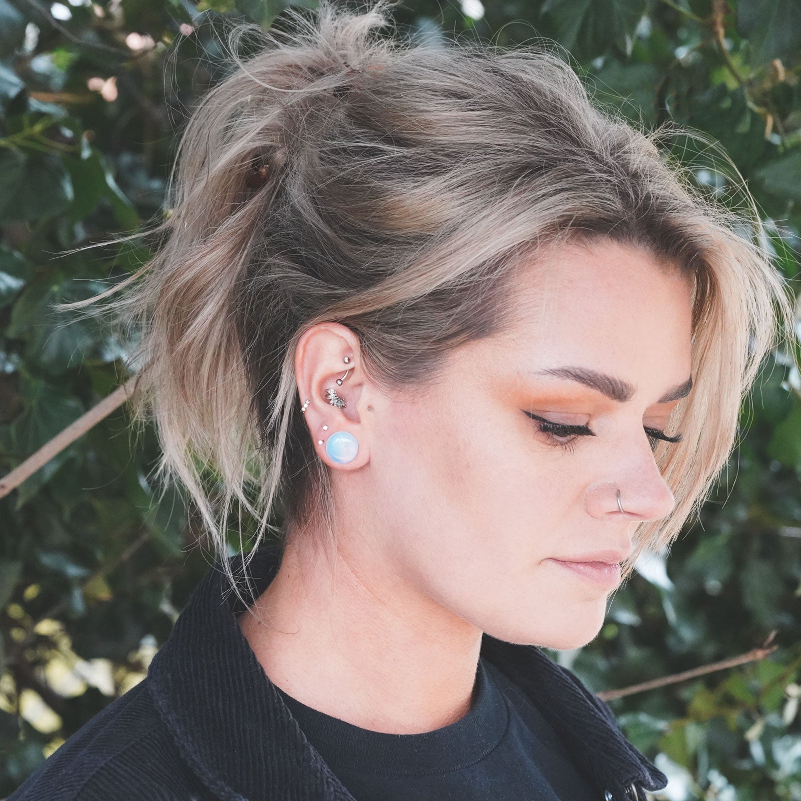 opalite single flare plug model shot side shot