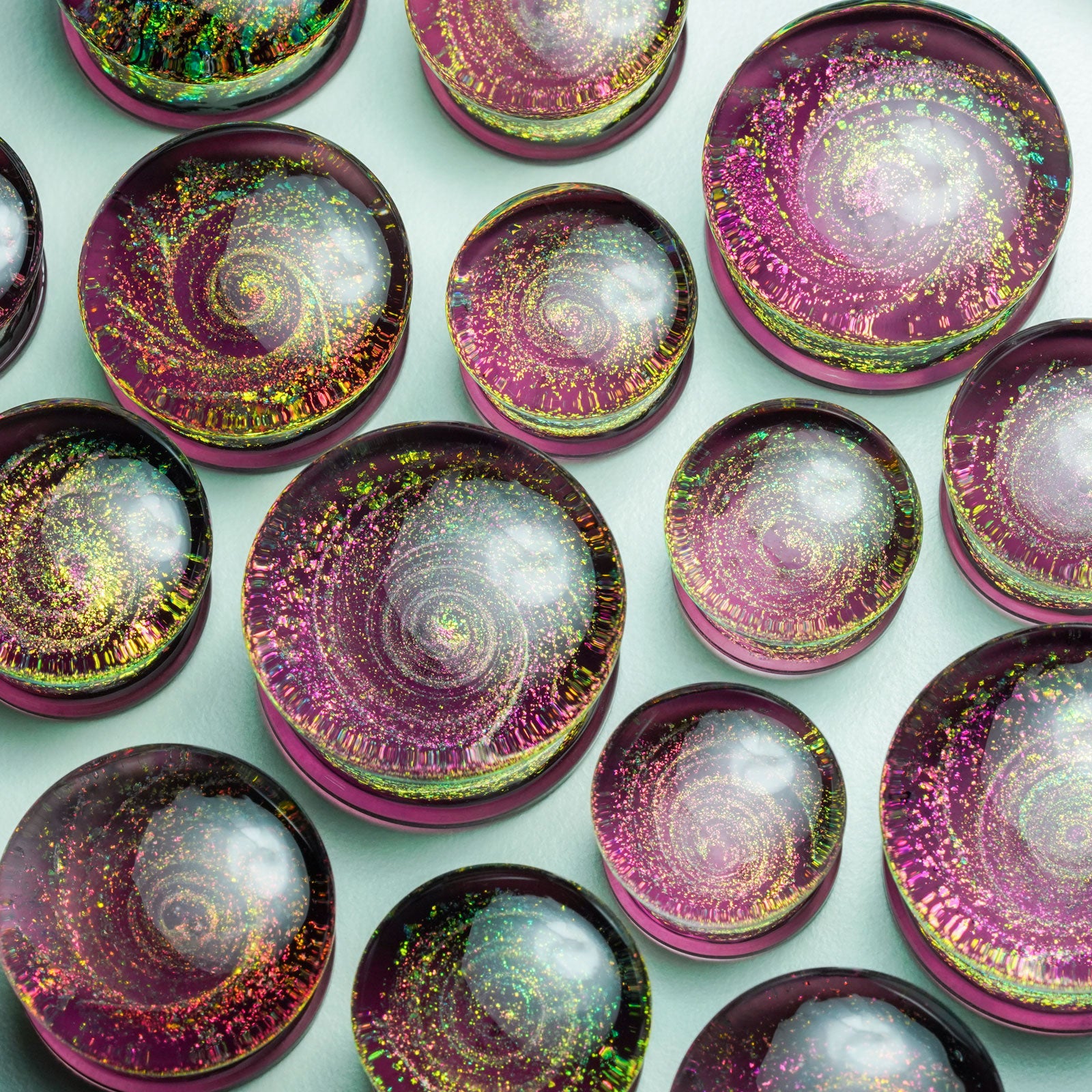 Purple Galaxy Swirl Glass Double Flare Plug Groupshot