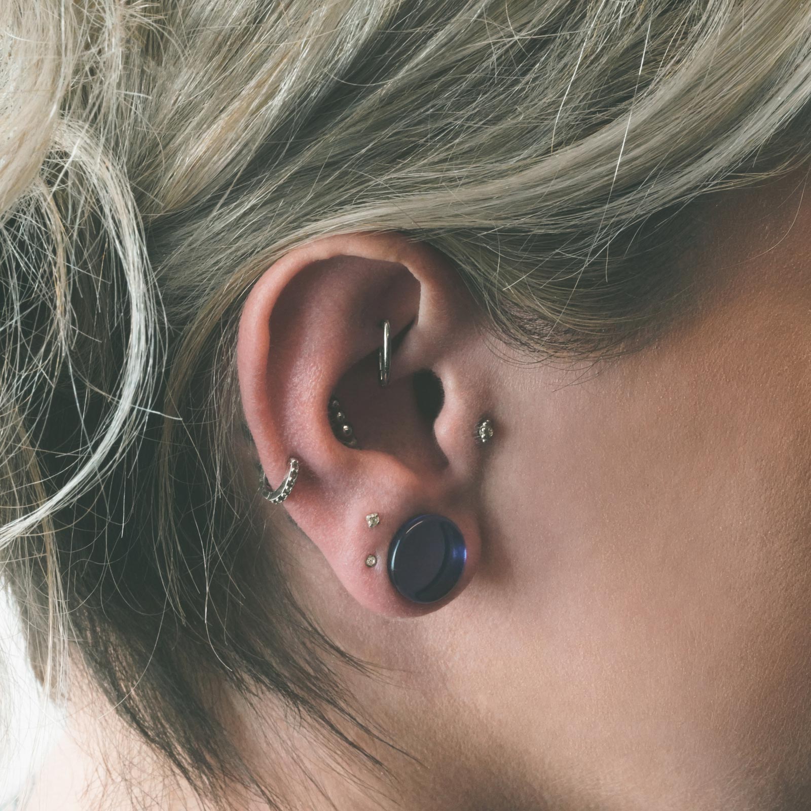 Purple Glass Double Flare Plug Model Shot