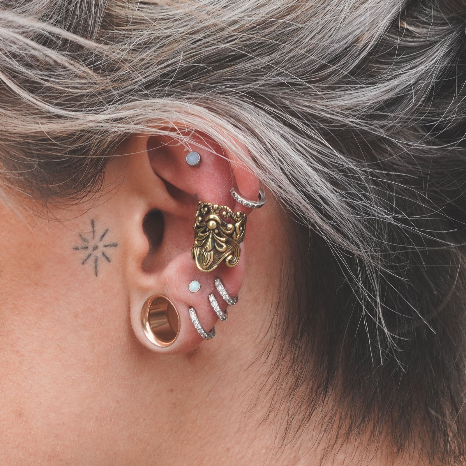 Regal Brass Ear Cuff Model Shot