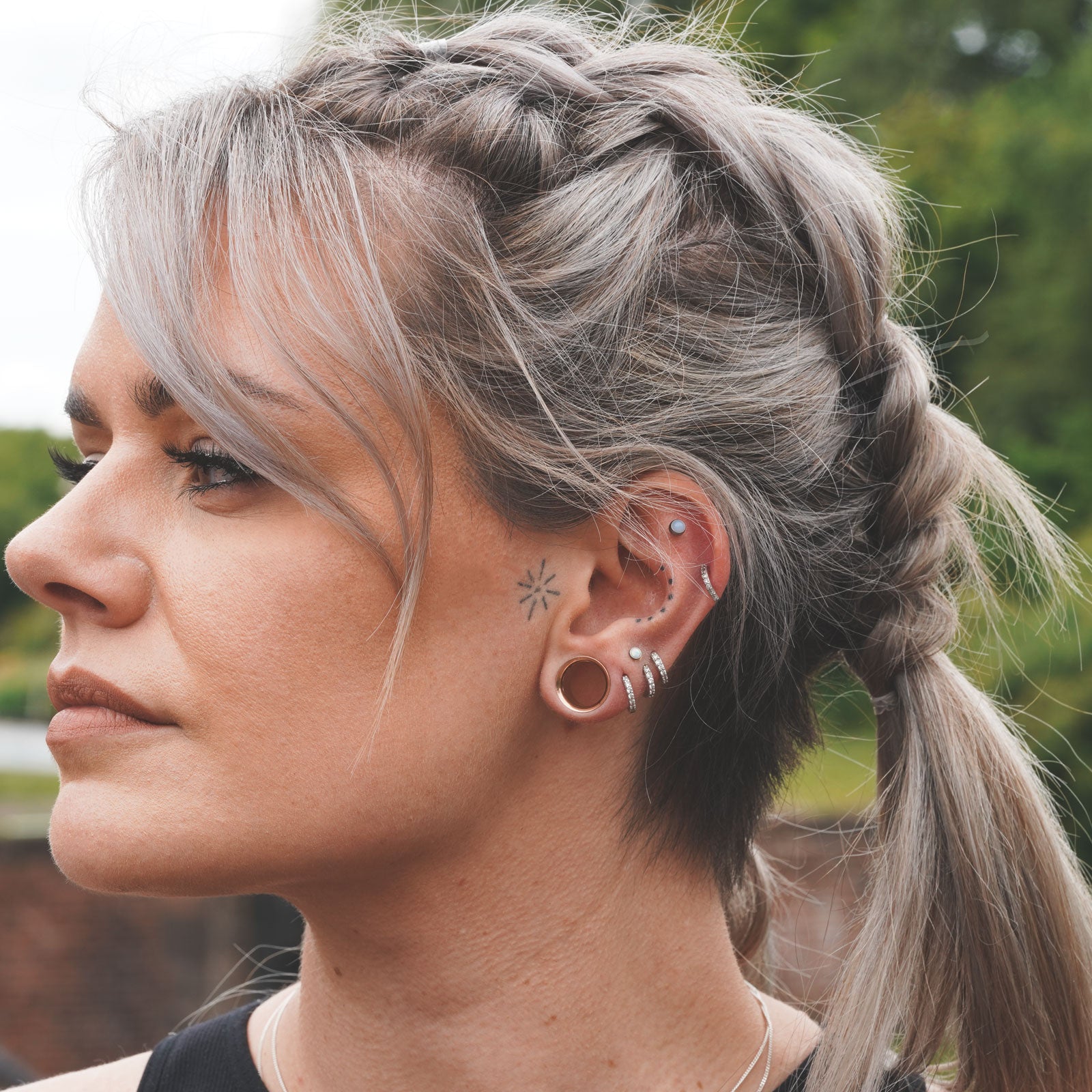 Rose Gold PVD Double Flare Tunnel Model Shot