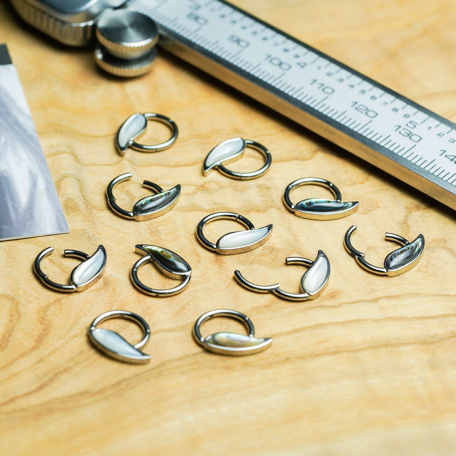 Shell Wing Titanium Hinged Segment Rings Group Shot