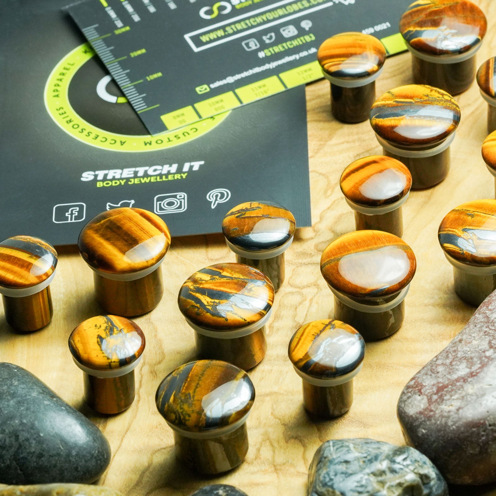 Yellow Tigers Eye Single Flare Plug Groupshot