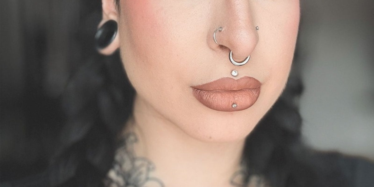 Medusa piercing jewellery - titanium stud above the top lip