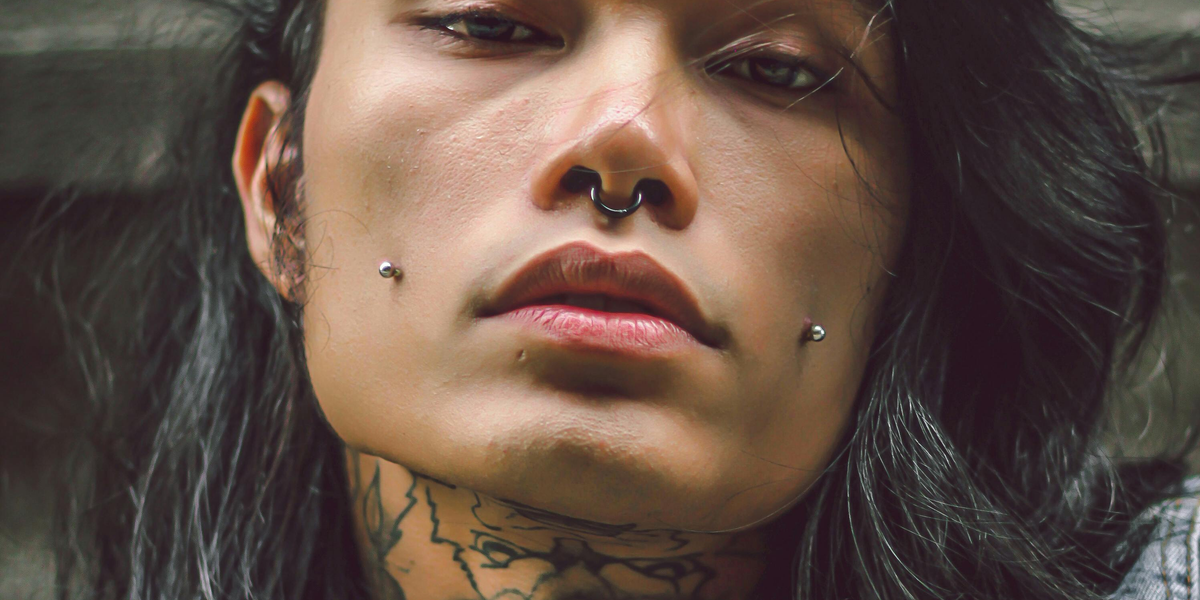 Cheek piercing jewellery