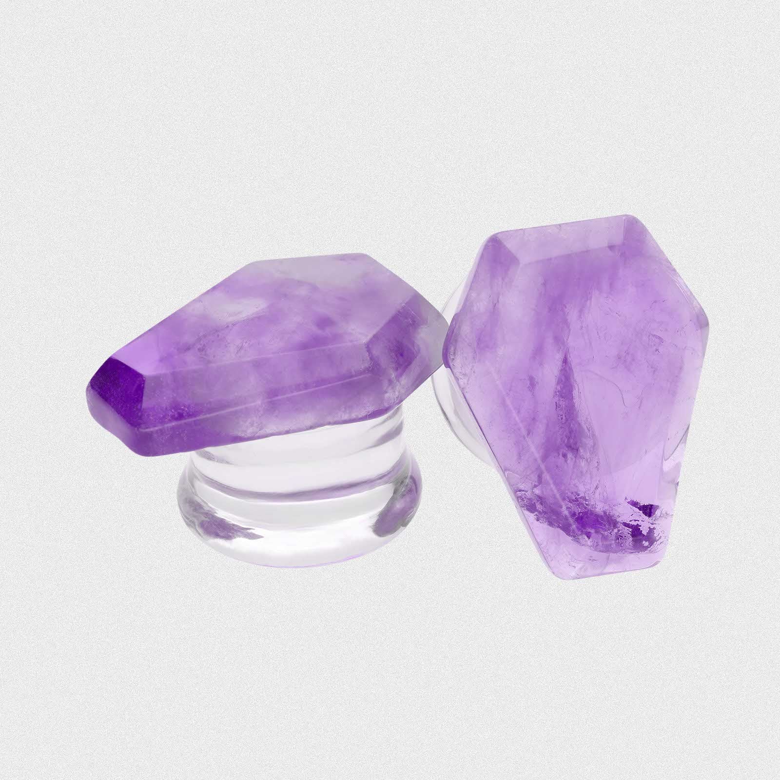 Amethyst Coffin Faced Glass Double Flare Plug