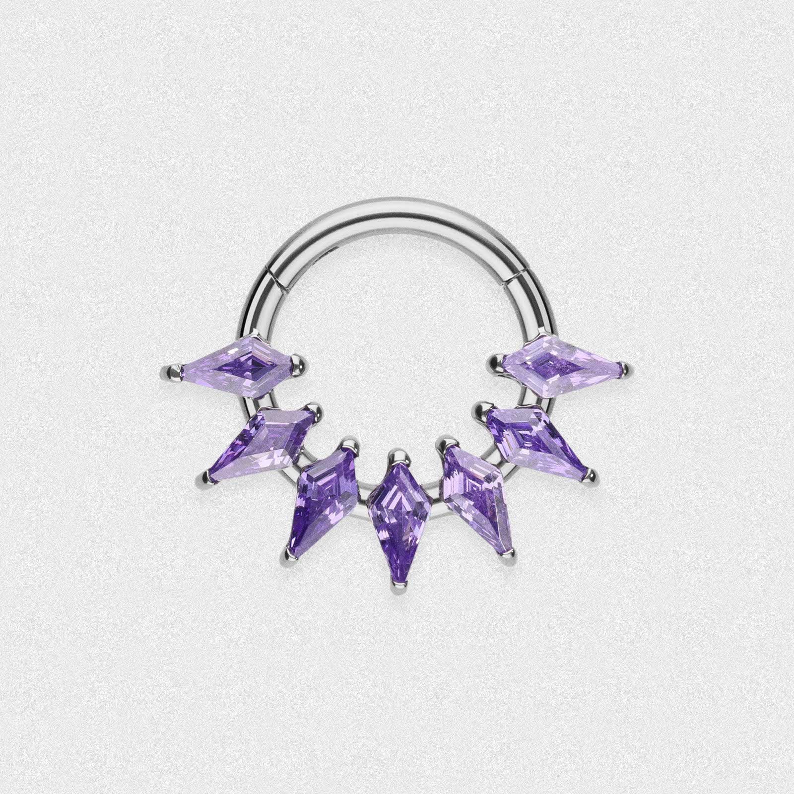Amethyst Gem Shard Titanium Septum Clicker Ring