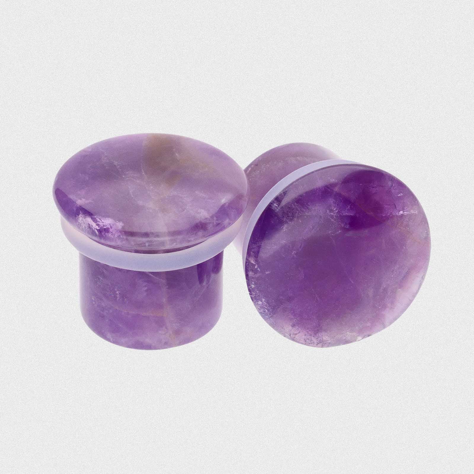 Amethyst Single Flare Convex Stone Plug