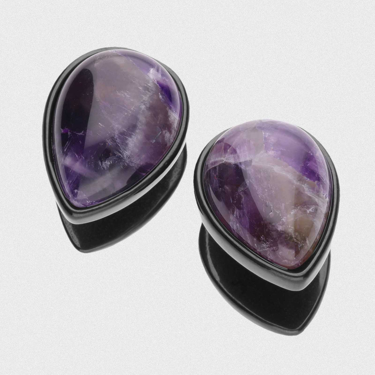 Amethyst Teardrop Black PVD Saddle Ear Weight Hanger