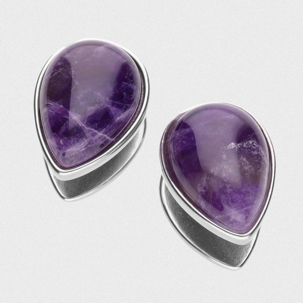 Amethyst Teardrop Surgical Steel Saddle Ear Weight Hanger