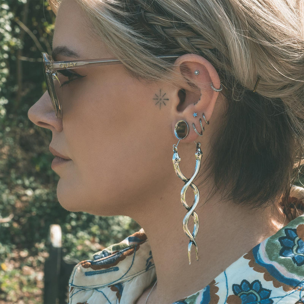 Antique Overlapping Snakes Plug Hoops | Stretch It Body Jewellery