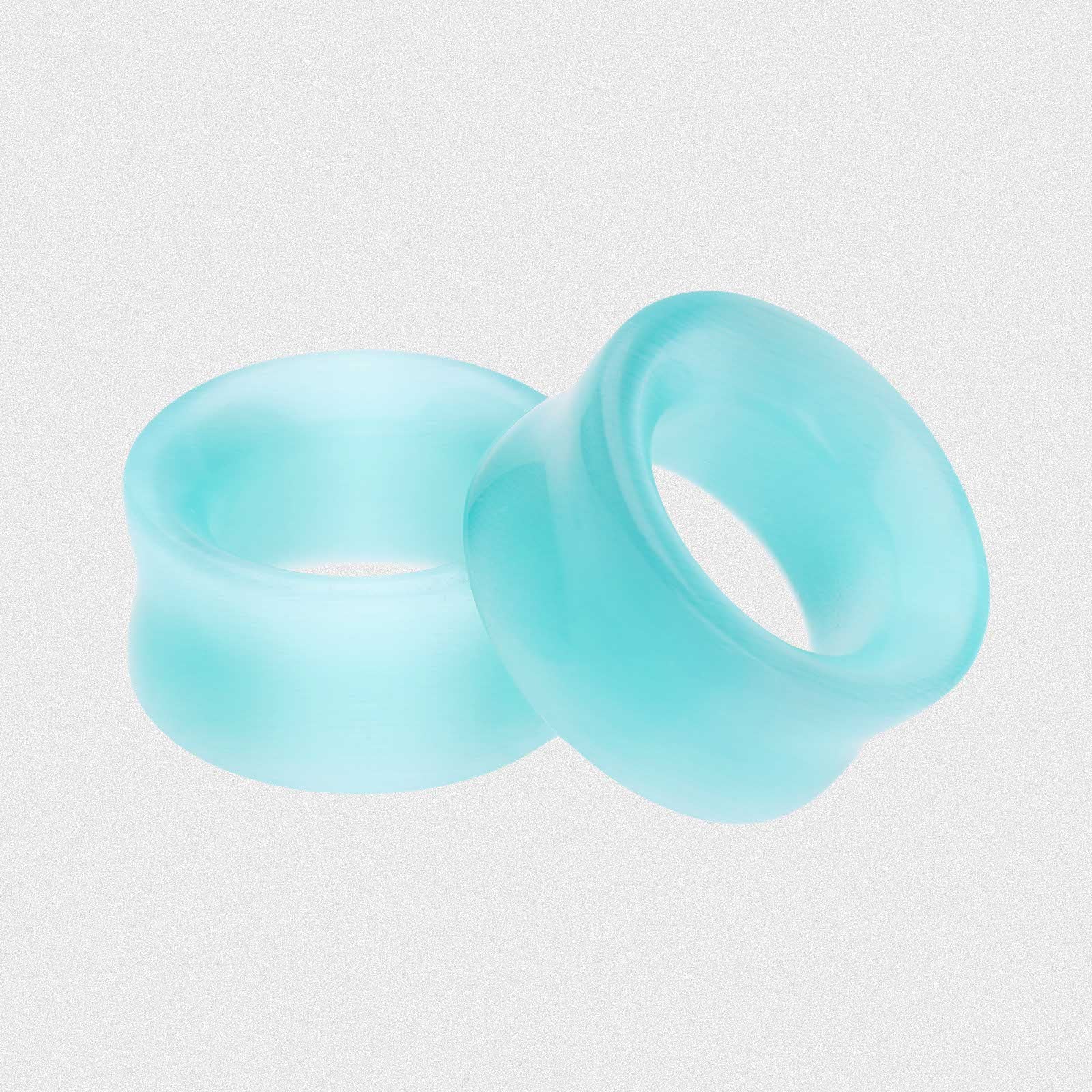 Aqua Cat's Eye Glass Double Flare Concave Tunnel
