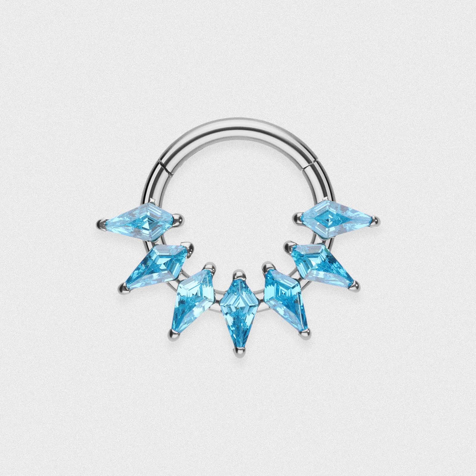 Aqua Gem Shard Titanium Septum Clicker Ring