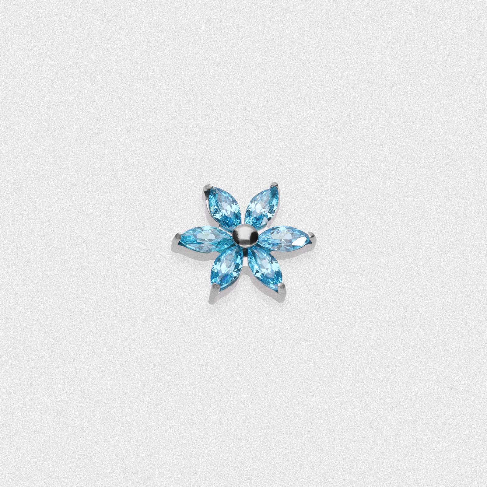 Aqua Marquise Flower Titanium Threaded Top