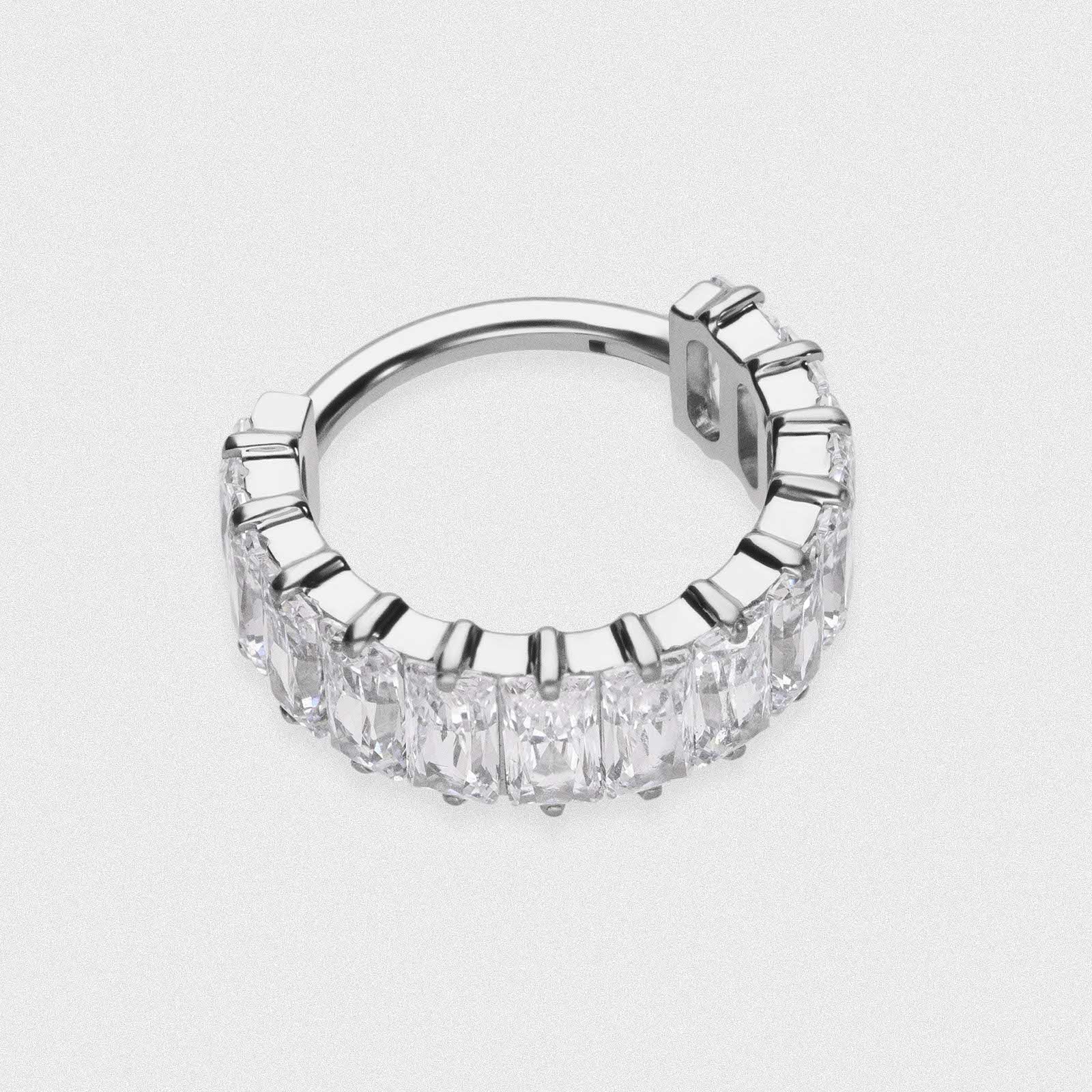 Baguette Bejewelled Titanium Hinged Segment Ring
