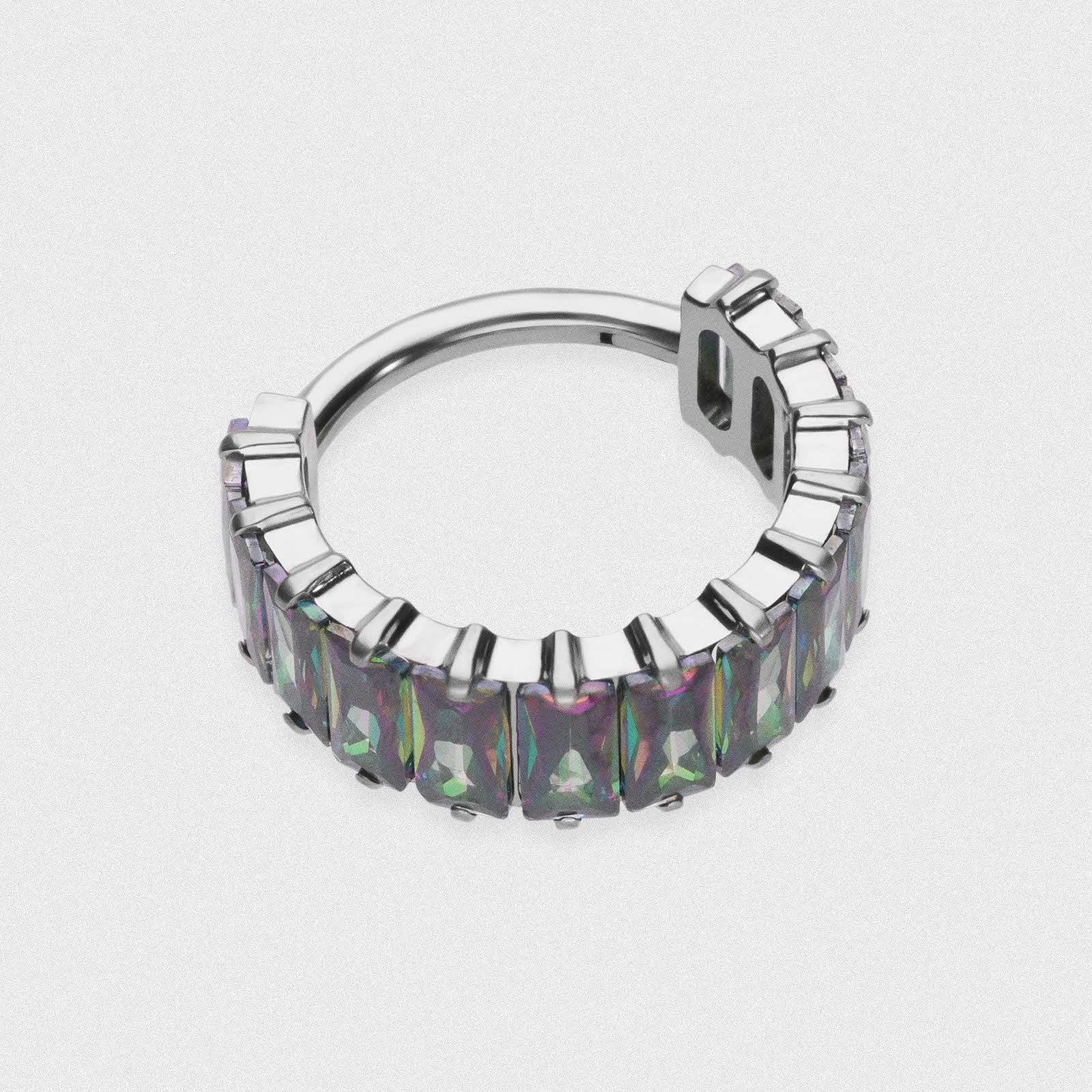 Baguette Vitrail Medium Bejewelled Titanium Hinged Segment Ring