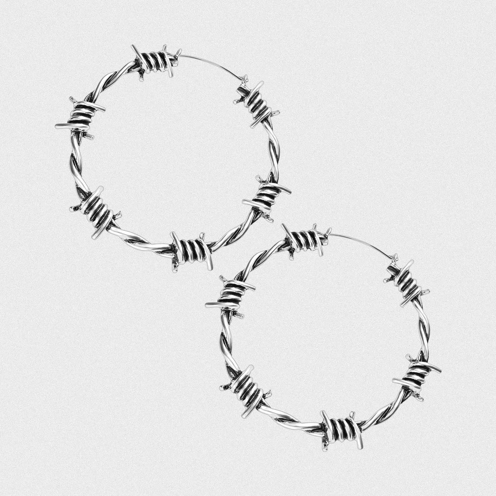 Barbed Wire Antique Silver Plug Hoops