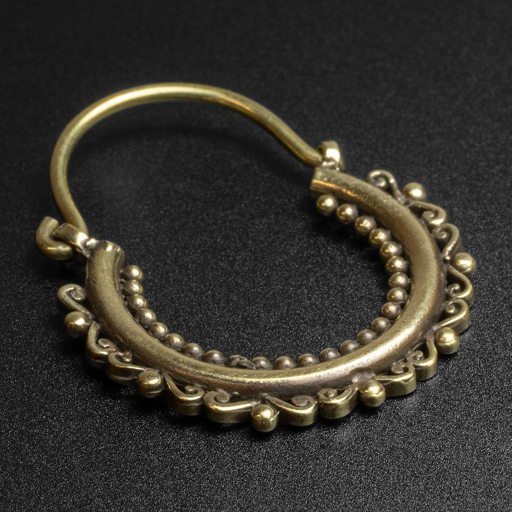 Beaded Regal Brass Plug Hoops | Ear Hangers For Stretchers | SIBJ