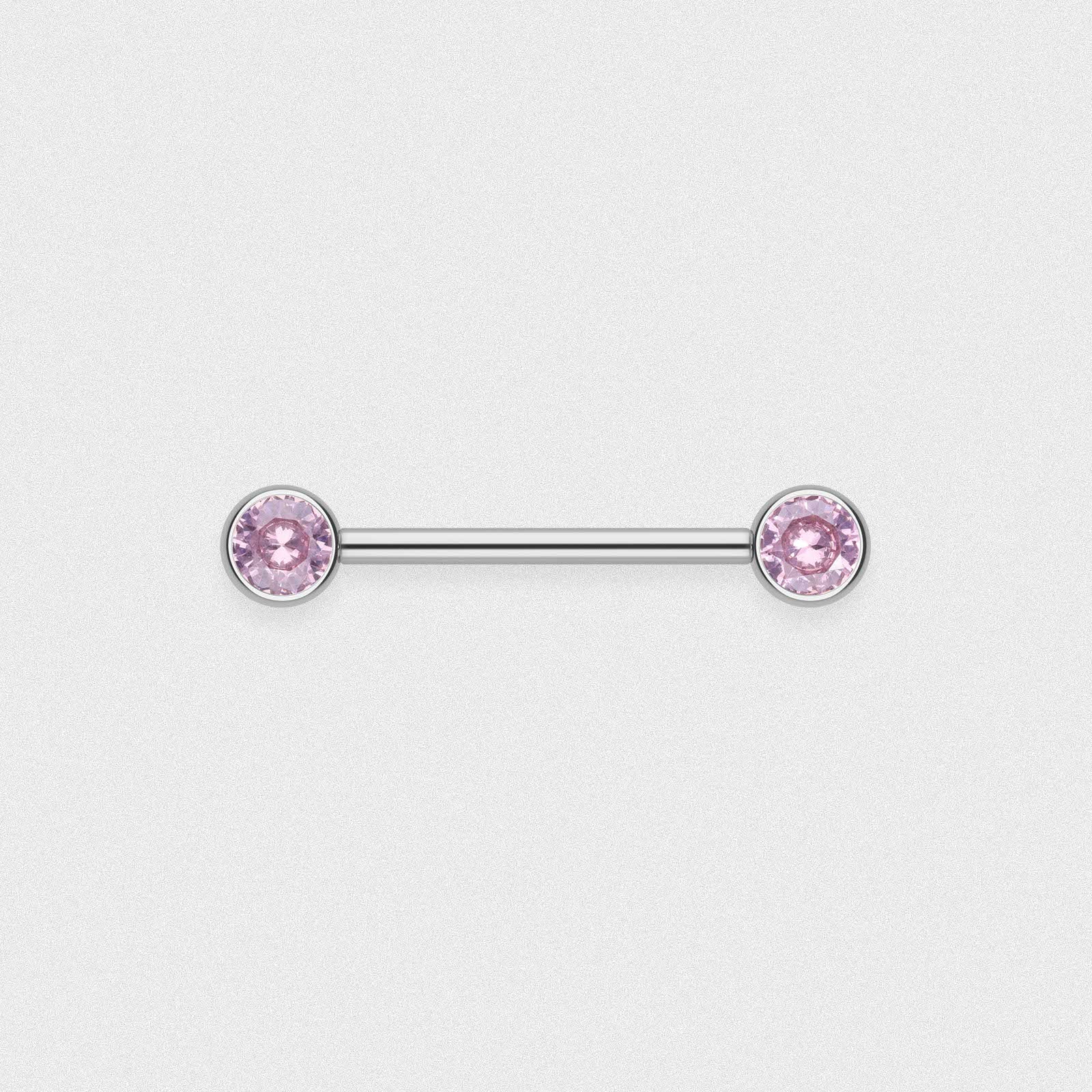 Bezel Set Front Facing Pink Jewelled Titanium Threadless Barbell