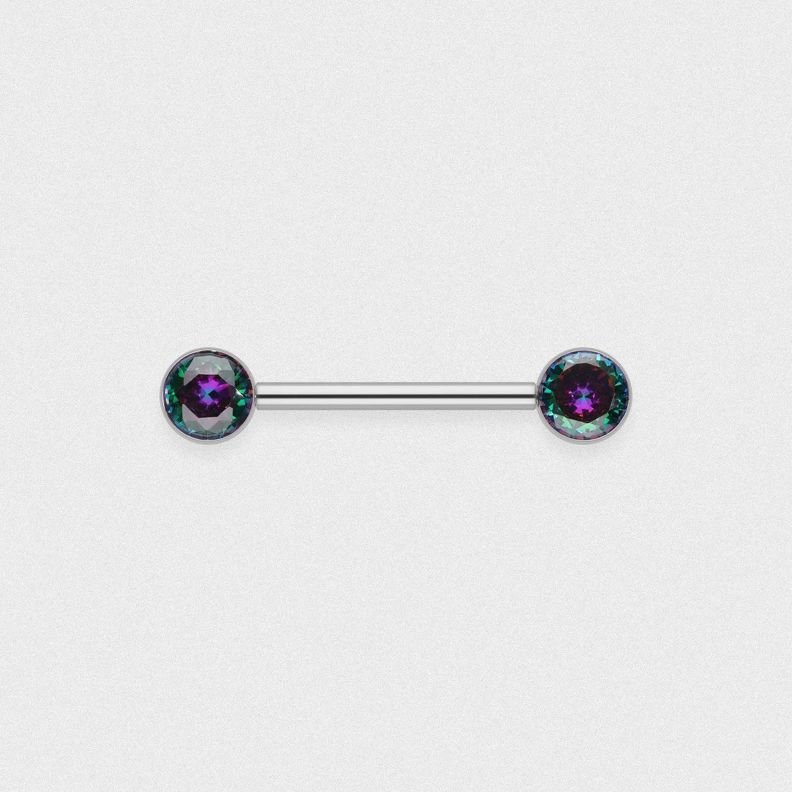 Bezel Set Front Facing Vitrail Medium Jewelled Titanium Threadless Barbell