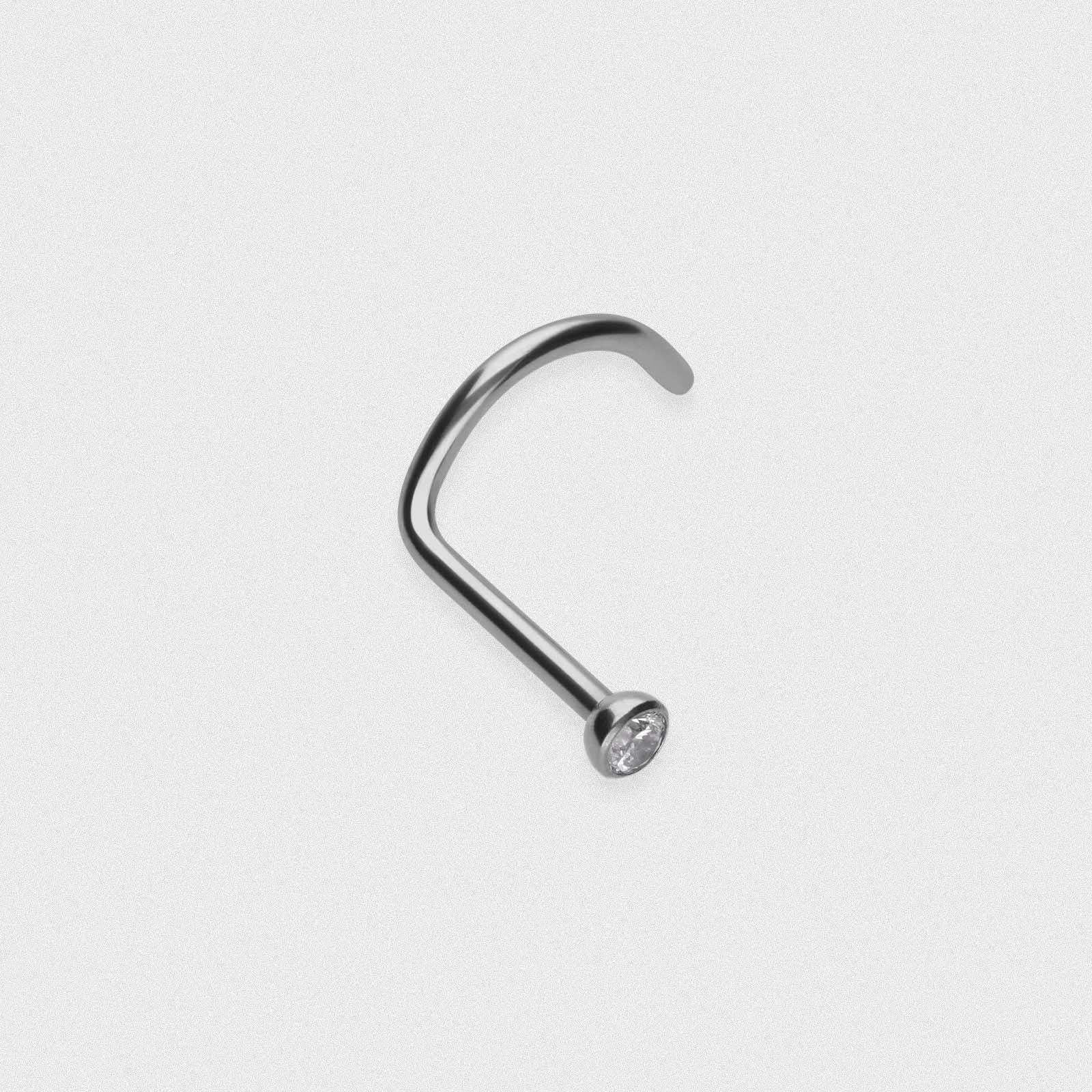 Bezel Set Jewelled Titanium Nose Stud (Nose Screw)