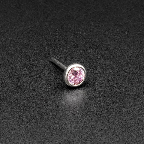 Bezel Set Pink Jewelled Titanium Threadless Top