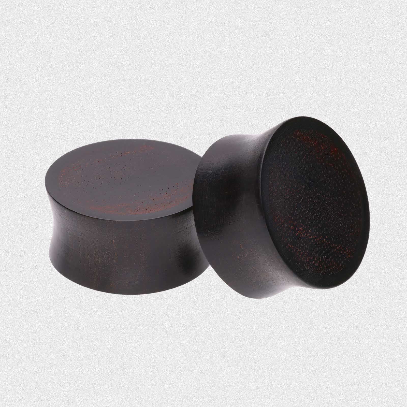 Black Areng Wood Double Flare Concave Plug With Sono Wood Inlay