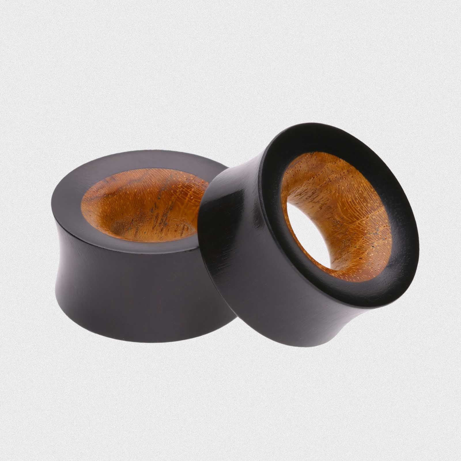 Black Areng Wood Double Flare Concave Tunnel With Olive Wood Inlay