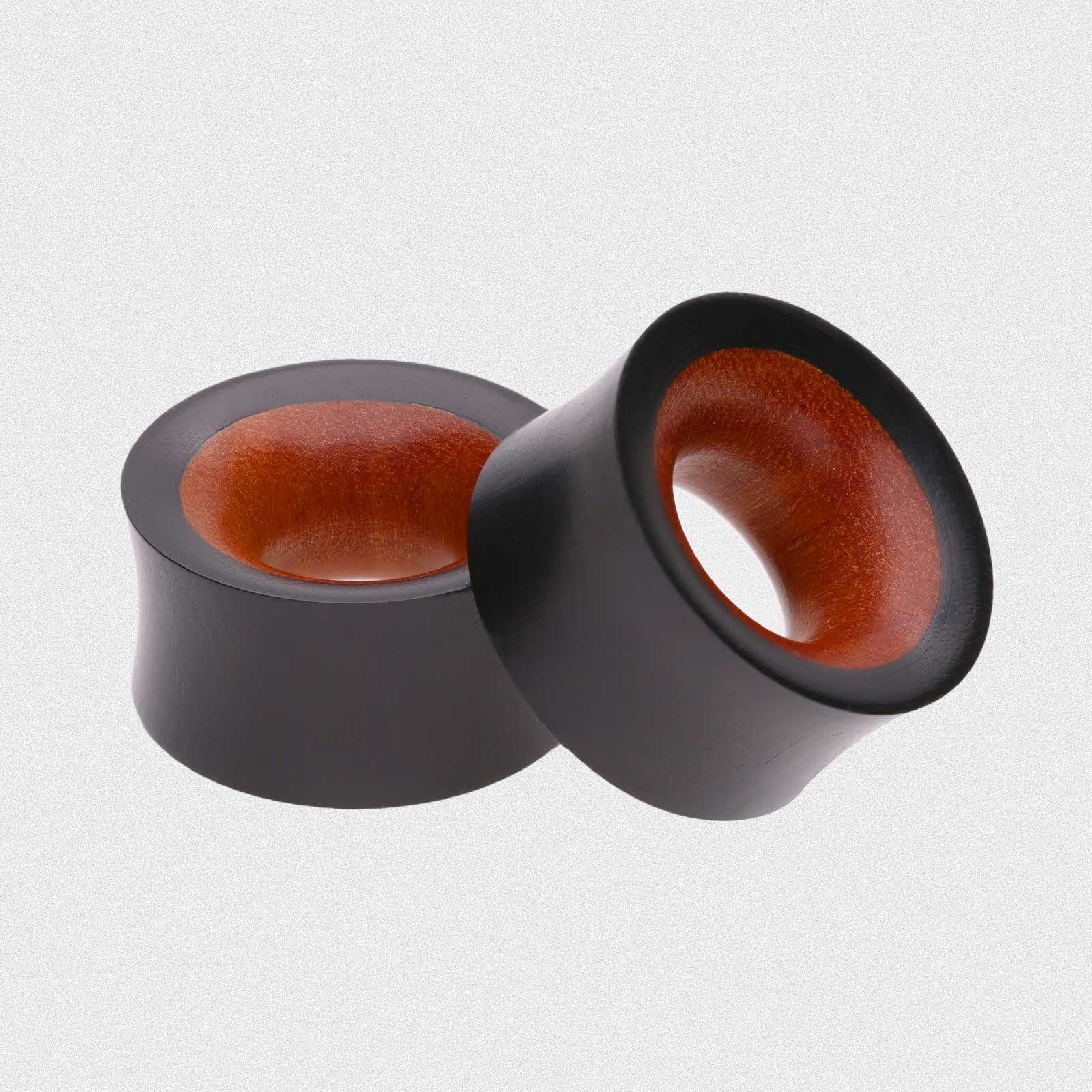 Black Areng Wood Double Flare Concave Tunnel With Saba Wood Inlay