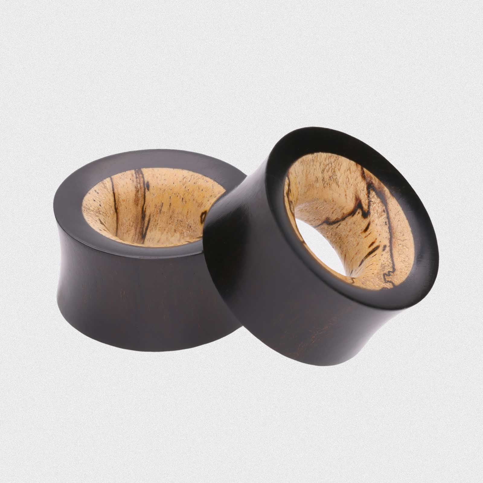 Black Areng Wood Double Flare Concave Tunnel With Tamarind Wood Inlay