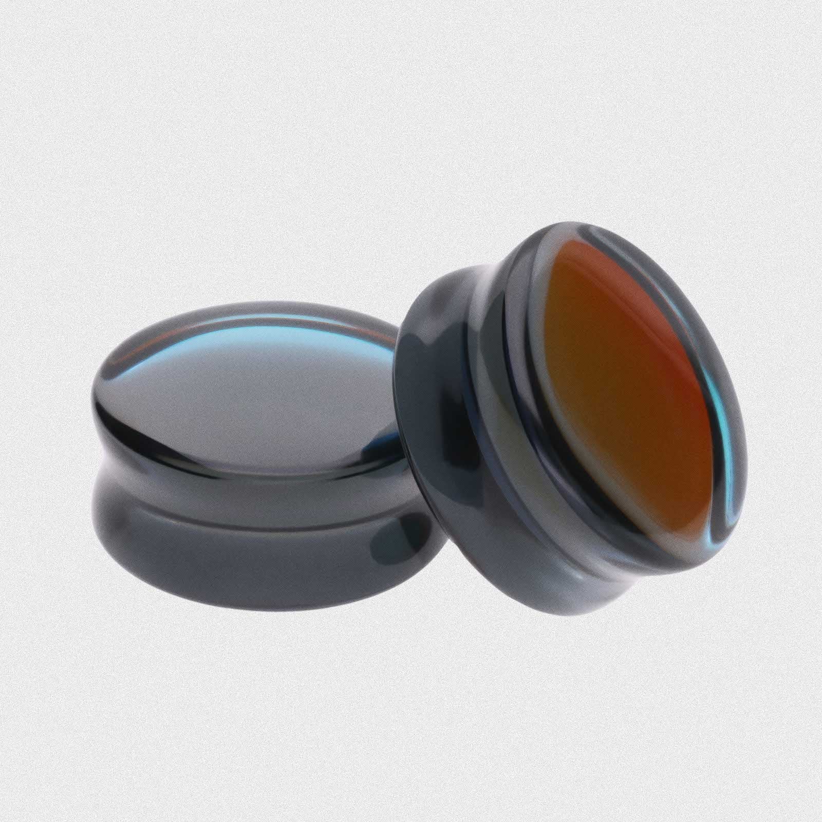 Black Aurora Glass Double Flare Convex Plug