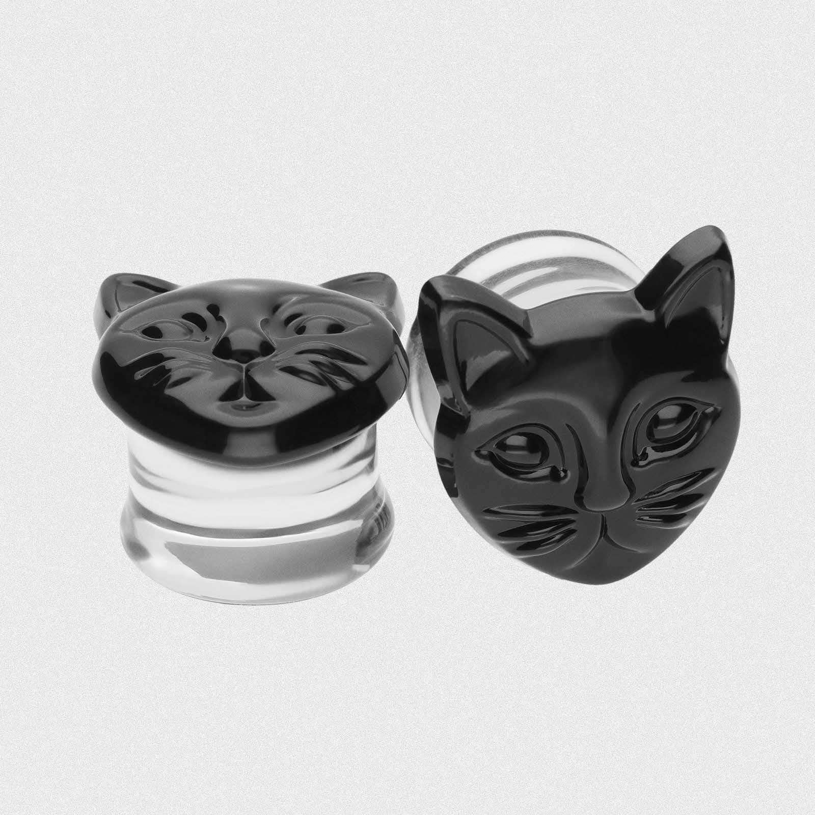 Black Cat Glass Double Flare Plug