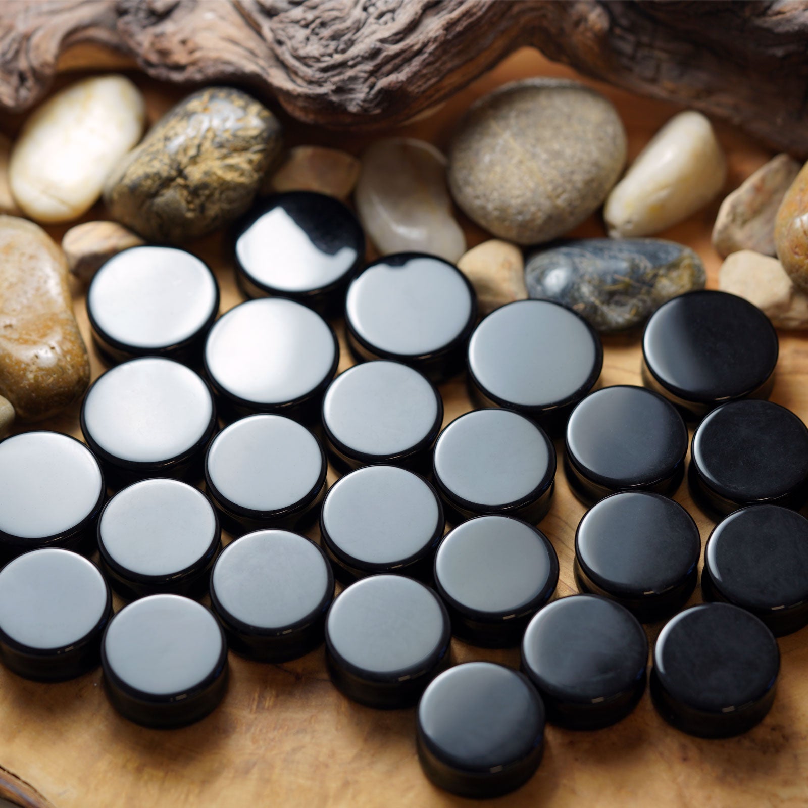 Black Glass Double Flare Plug Group Shot