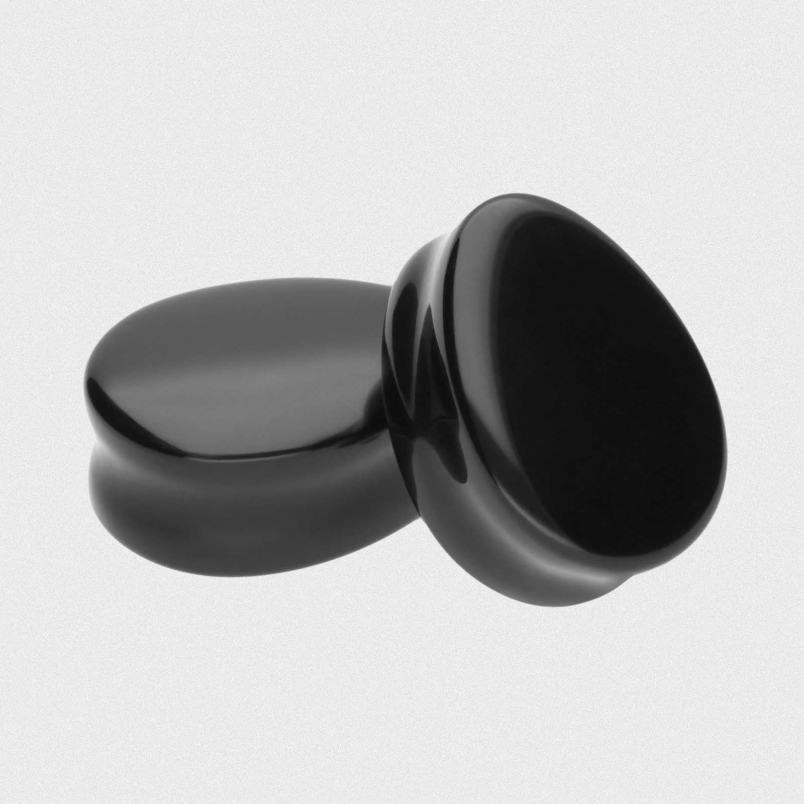 Black Glass Double Flare Teardrop Plug