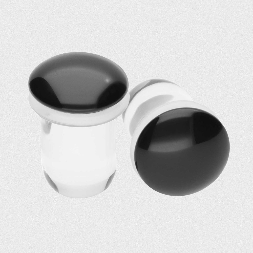 Black Glass Single Flare Dead Stretching Plug | Stretch Your Ears
