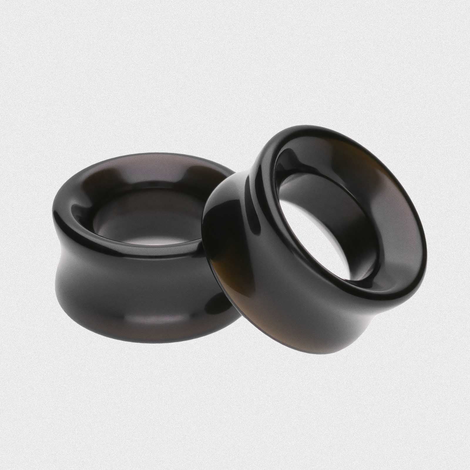 Black Obsidian Double Flare Concave Stone Tunnel