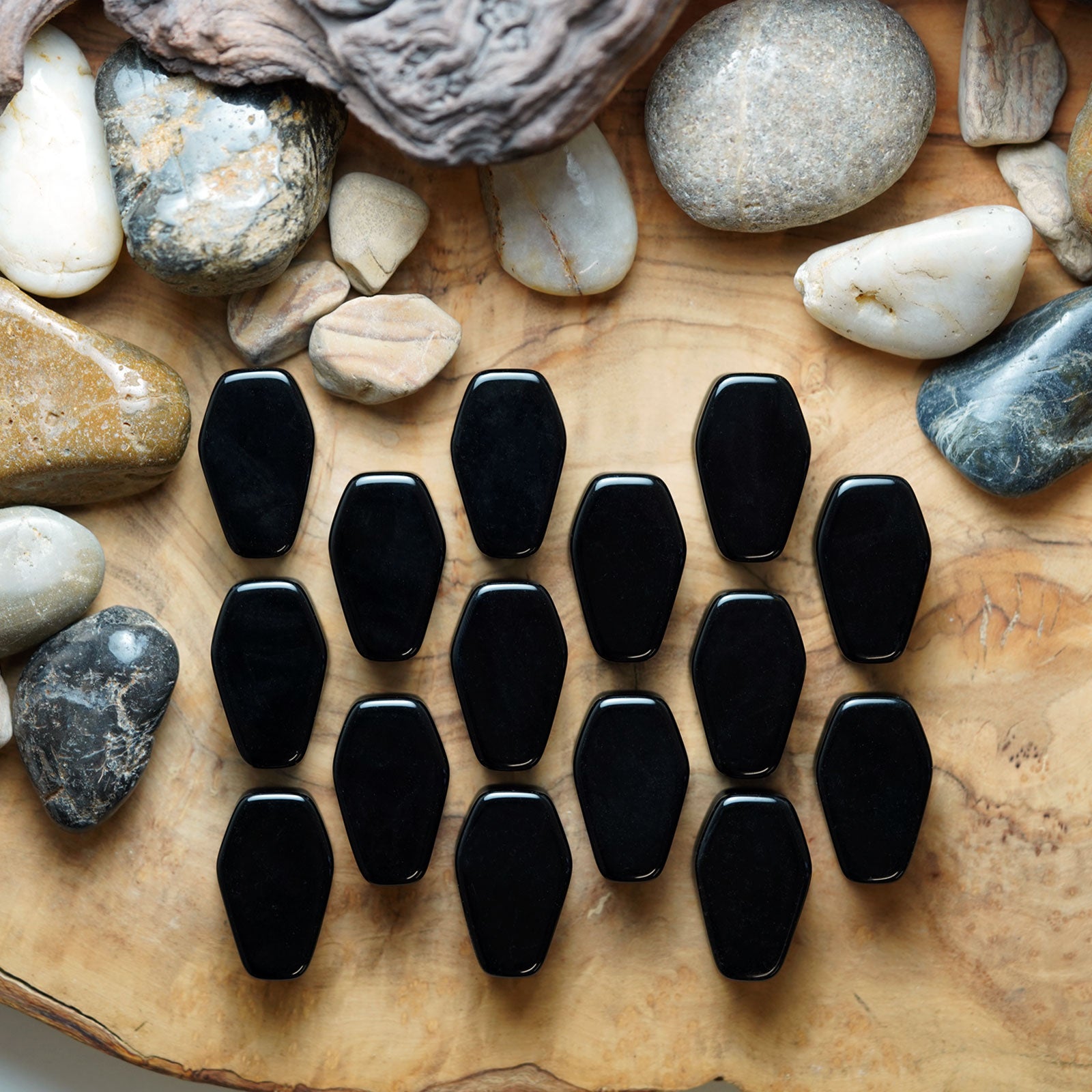 Black Onyx Double Flare Coffin Stone Plug Group Shot