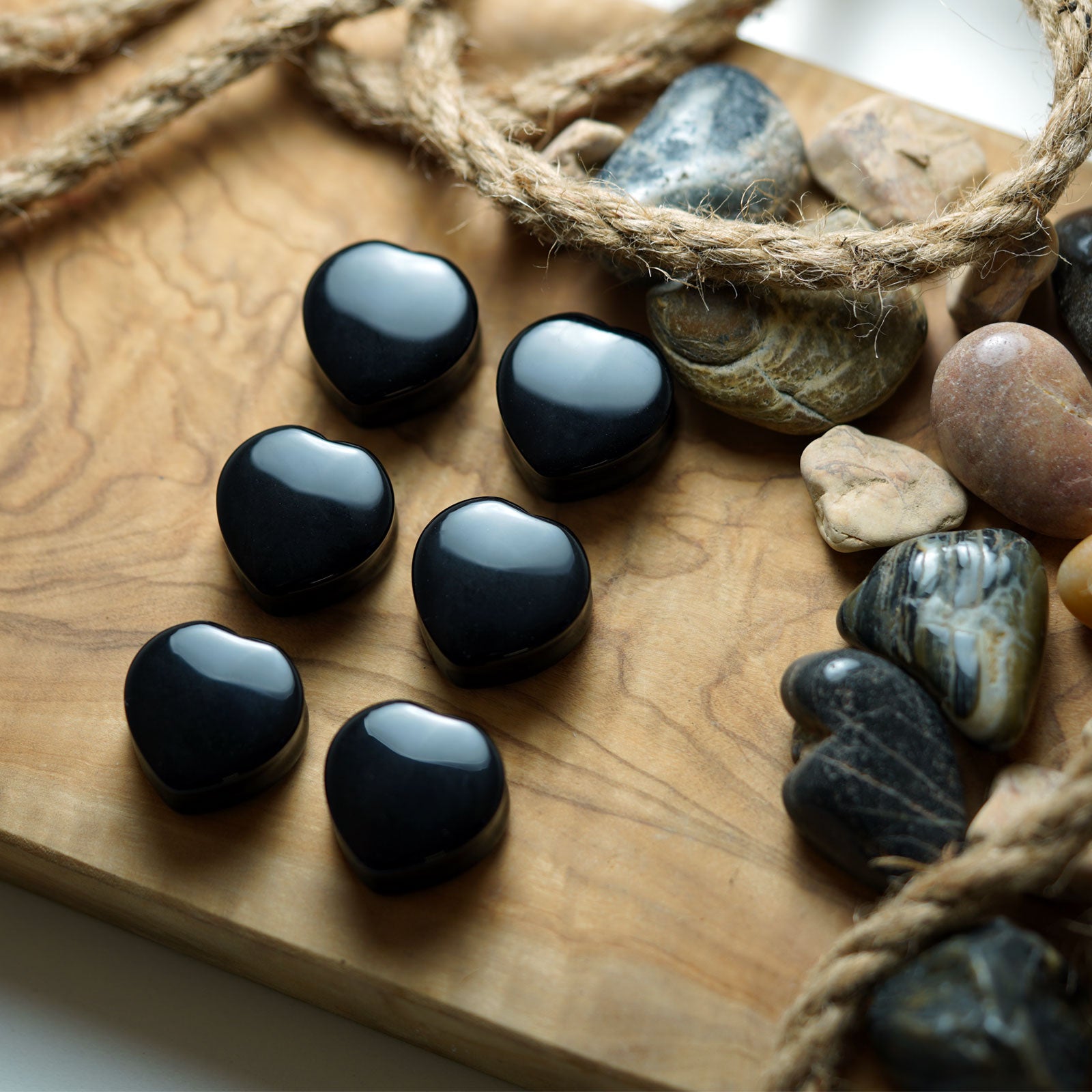 Black Onyx Heart Shaped Double Flare Stone Plug Group Shot Two