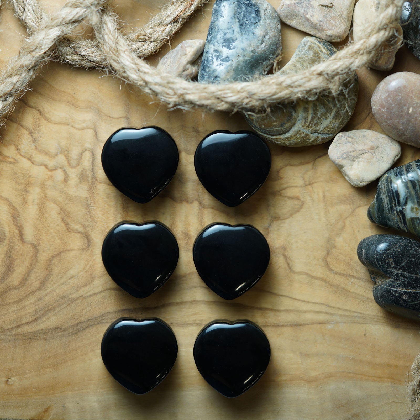 Black Onyx Heart Shaped Double Flare Stone Plug Group Shot