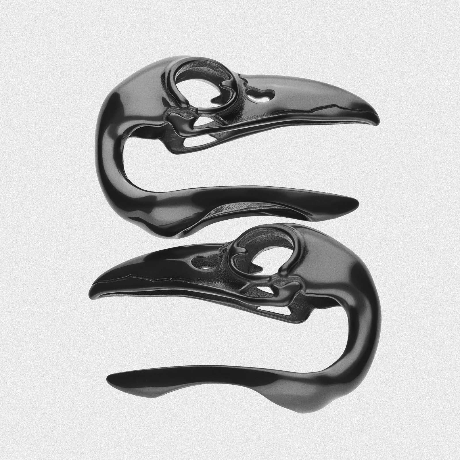 Black PVD Bird Skull Ear Weight